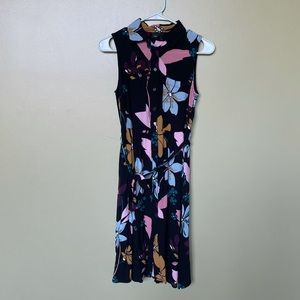 Black floral collared dress NWOT